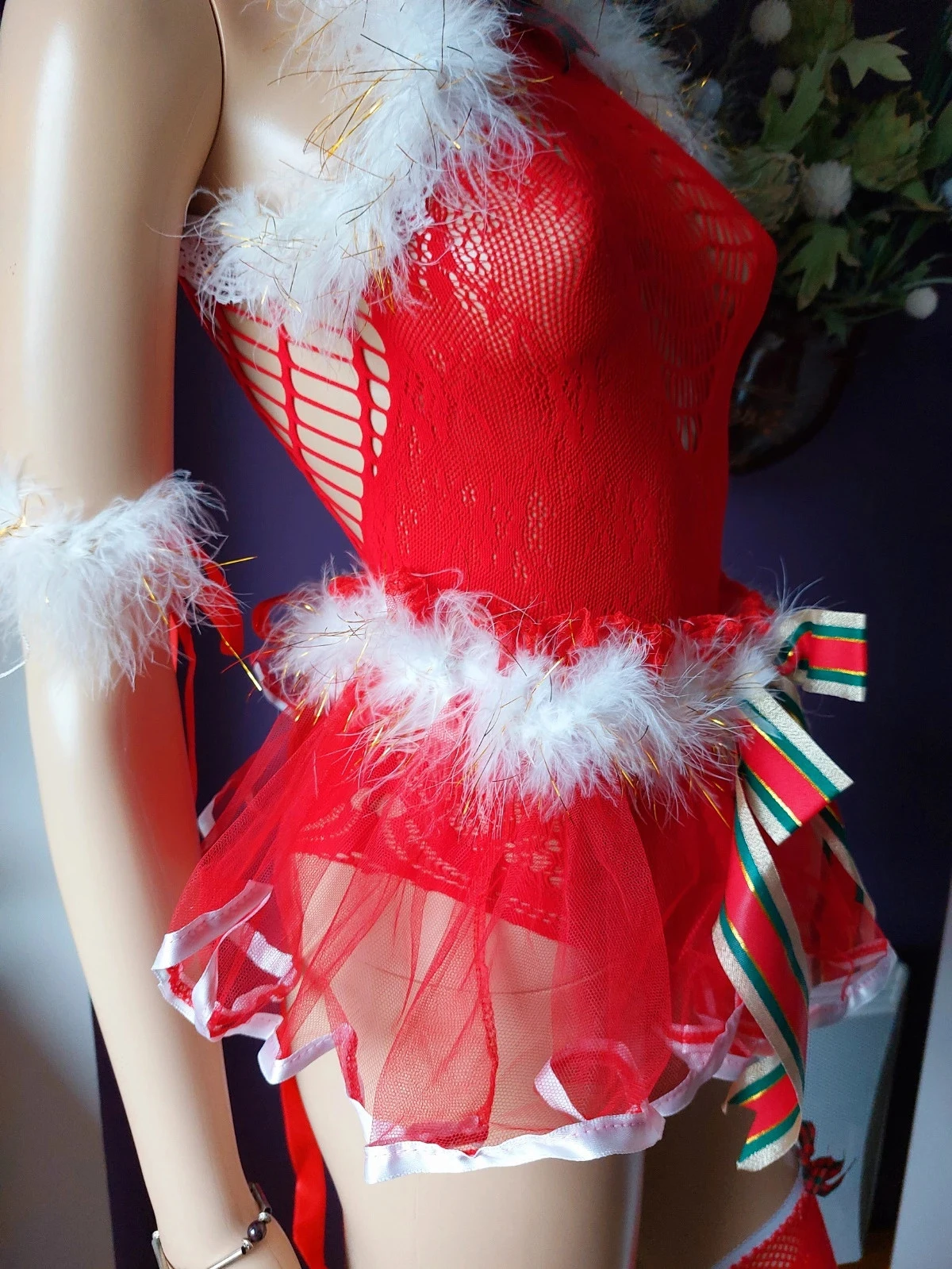 Conjunto de 5 peças de Natal com visual de menina do Papai Noel sexy – Tamanho único – photo 6